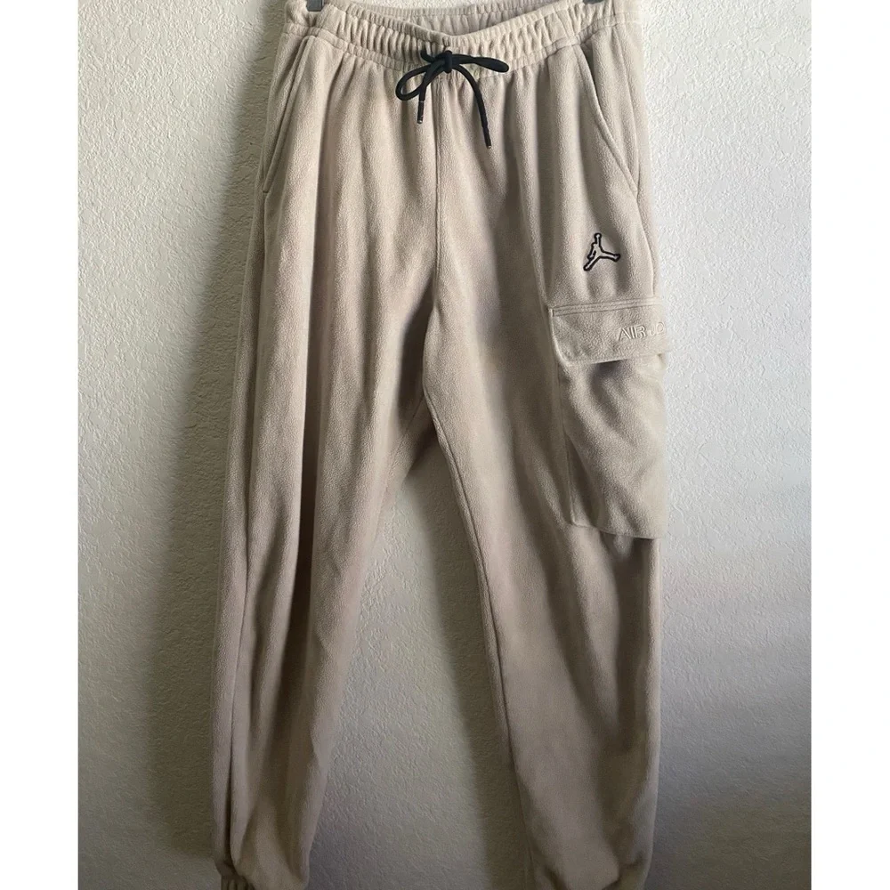 Jordan Essential Fleece Winter Cream Jogger Cargo Sweat Streetwear Pants Size S